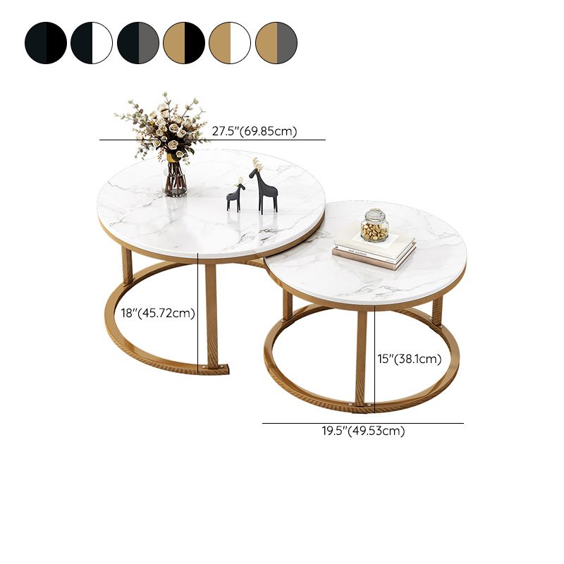 Table basse gigogne ronde en ardoise Frame 2 pièces