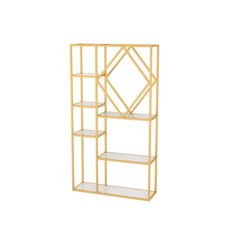 Modern Bookcase Gold Metal Open Back Shelf Bookcase with Shelves for Living Room Clearhalo 'Bookcases' 'furn' 'furn_bookcases' 'Furniture' 'Office Furniture' 1200x1200_6dff44ab-8d7a-45fe-8405-eb568100a0ac