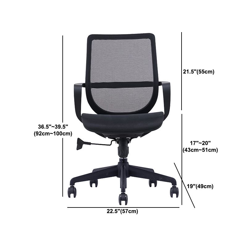 Silla moderna con brazo y ruedas, silla de escritorio con respaldo medio en color negro de microfibra