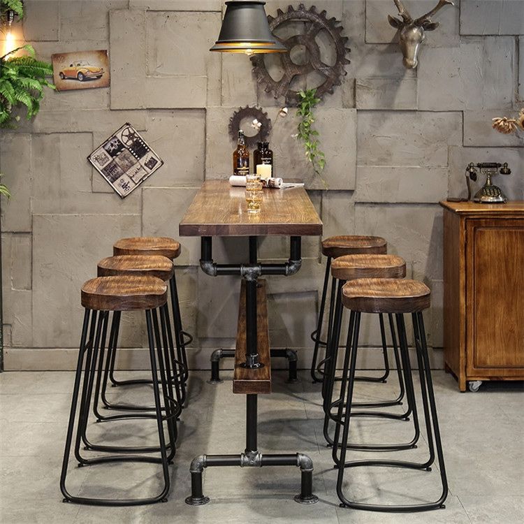 1/4 Pieces Luxurious Rectangular Pub Table Set Solid Wood Counter Table with Stools Clearhalo 'Bar Furniture' 'furn' 'furn_home_bar_bar_sets' 'Furniture' 'Home Bars & Bar Sets' 'home_bar_bar_sets' 'Kitchen & Dining Furniture' 1200x1200_6e0281f7-de3f-45ce-9918-57612039e4bf