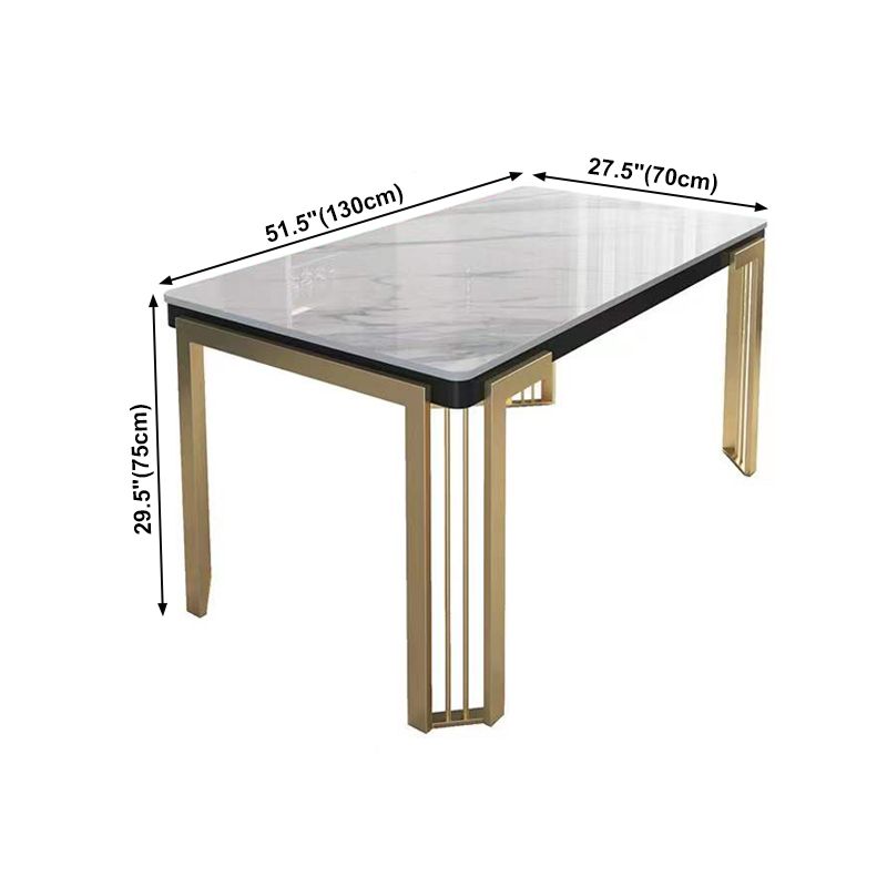 Traditional Luxury Dining Table Sintered Stone White Dining Table with Gold Frame Clearhalo 'Dining Tables & Seating' 'Dining Tables' 'dining_table' 'furn' 'furn_dining_table' 'Furniture' 'furniture_dining_table' 'Kitchen & Dining Furniture' 'kitchen' 'kitchen_dining_table' 1200x1200_6e02fa05-e9b6-4fab-a32a-af5f7a39ccca