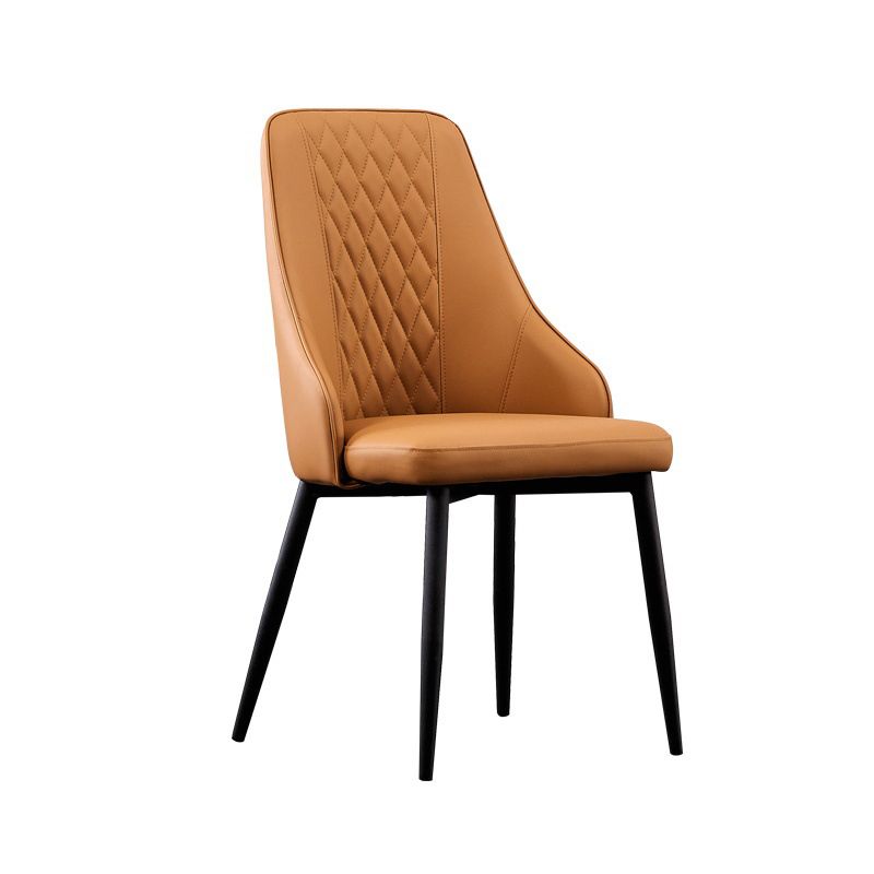 Modern Leather Dining Chair Solid Back Armless Side Chairs with Metal Legs Clearhalo ' kitchen&dining_furn' 'Dining Chairs' 'Dining Tables & Seating' 'dining_chair' 'furn' 'furn_dining_chair' 'Furniture' 'furniture_dining_chair' 'Kitchen & Dining Furniture' 'kitchen' 1200x1200_6e050f81-9b1a-4a49-8751-7ee1c72a05e9
