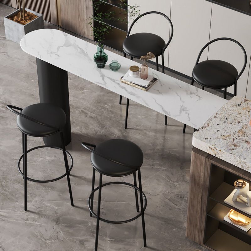 White Modern Style Table in Faux Marble and Metal Milk Tea Shop Bar Table Clearhalo 'Bar Furniture' 'Bar Tables' 'bar_tables' 'furn' 'furn_bar_tables' 'Furniture' 'furniture_bar_tables' 'Kitchen & Dining Furniture' 1200x1200_6e06b758-1d80-4367-8a49-6544c62682ae