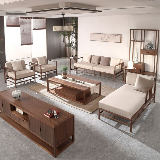 Tropical Loose Back Seating Square Arm Sofa in Brown and Beige