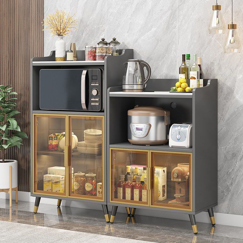 Porte di vetro di pietra grigia Glam Server da pranzo interno con armadi