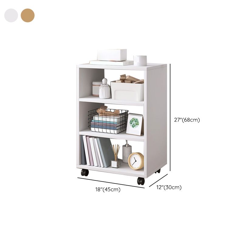 Modern Style Bookshelf Wooden Open Back Bookcase with Caster Wheels for Home Clearhalo 'Bookcases' 'furn' 'furn_bookcases' 'Furniture' 'Office Furniture' 1200x1200_6e0c4dff-f0ac-4a37-8c09-c65a19b3a3ab