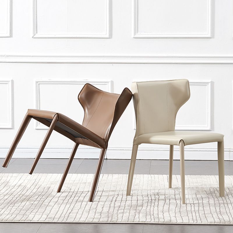 Contemporary Leather Dining Chair Armless Wingback Side Chair for Restaurant Use Clearhalo 'Dining Chairs' 'Dining Tables & Seating' 'dining_chair' 'furn' 'furn_dining_chair' 'Furniture' 'furniture_dining_chair' 'Kitchen & Dining Furniture' 1200x1200_6e0c609f-0f2a-4836-82ce-c33e02dd509b