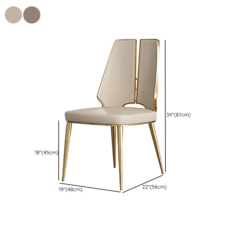 Faux Leather Armless Dining Chairs Glam Side Chairs with Metal Frame