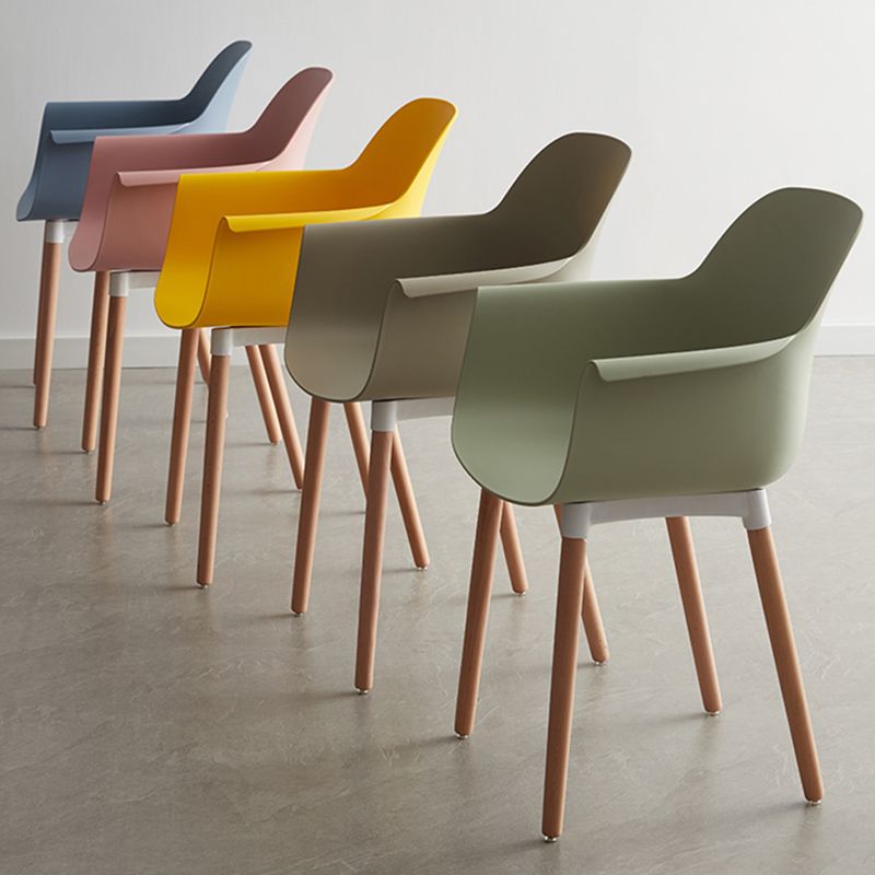 Scandinavian Dining Arm Chair Solid Back Chair with Wood Legs for Home Use Clearhalo ' kitchen&dining_furn' 'Dining Chairs' 'Dining Tables & Seating' 'dining_chair' 'Furniture' 'furniture_dining_chair' 'Kitchen & Dining Furniture' 'kitchen' 1200x1200_6e0e7a0b-5d78-41e3-974d-e409ac2f7f11