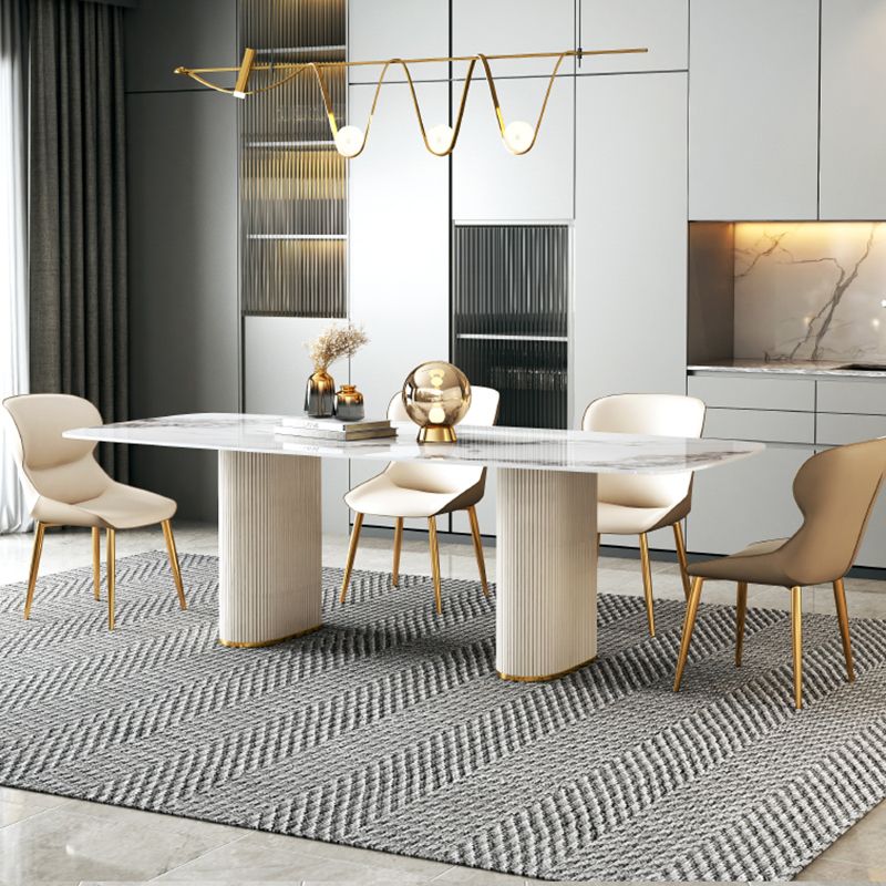 Ensemble de table ovale en pierre frittée de style Glam nordique, ensemble de 1/4/5/7 pièces