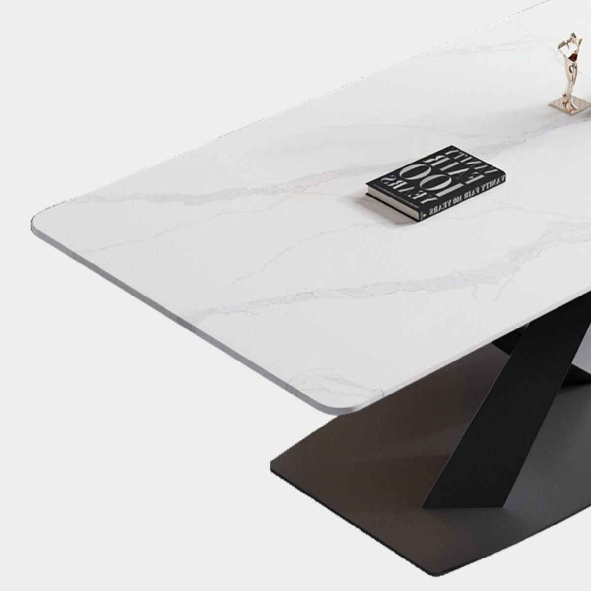 Modern Style Sintered Stone Dining Table with White Table and Trestle Base for Home Use Clearhalo 'Dining Room Sets' 'Dining Tables & Seating' 'dining_room_set' 'furn' 'furn_dining_room_set' 'Furniture' 'furniture_dining_room_set' 'Kitchen & Dining Furniture' 'kitchen&dining_furn' 'kitchen' 1200x1200_6e107c36-c159-4bb5-95e9-6dc1a16545f7