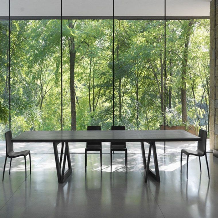 Modern Black Rectangle Dining Table Solid Wood Top Iron Base Table Clearhalo 'Dining Tables & Seating' 'Dining Tables' 'dining_table' 'furn' 'furn_dining_table' 'Furniture' 'Kitchen & Dining Furniture' 1200x1200_6e12f7a6-ec09-4683-8599-5fe5f08d204a