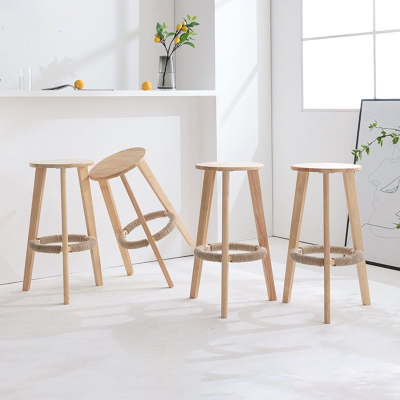 Industrial Rubberwood Stackable Simple Barstool Indoor Tall Stool with Round Seat Clearhalo 'Bar Furniture' 'Bar Stools' 'bar_stools' 'furn' 'furn_bar_stools' 'furniture_bar_stools' 'Kitchen & Dining Furniture' 'kitchen&dining_furn' 'kitchen' 'kitchen_furn' Furniture' 1200x1200_6e136814-5046-45bc-a483-d41289f2ced4
