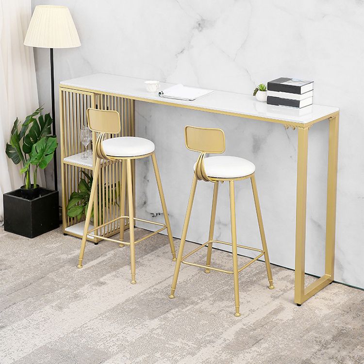 Taburete de bar Glam sin brazos, base de metal dorado, taburete de comedor con reposapiés