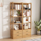 Modern Style Open Back Bookshelf Standard Wooden Bookcase with Drawers