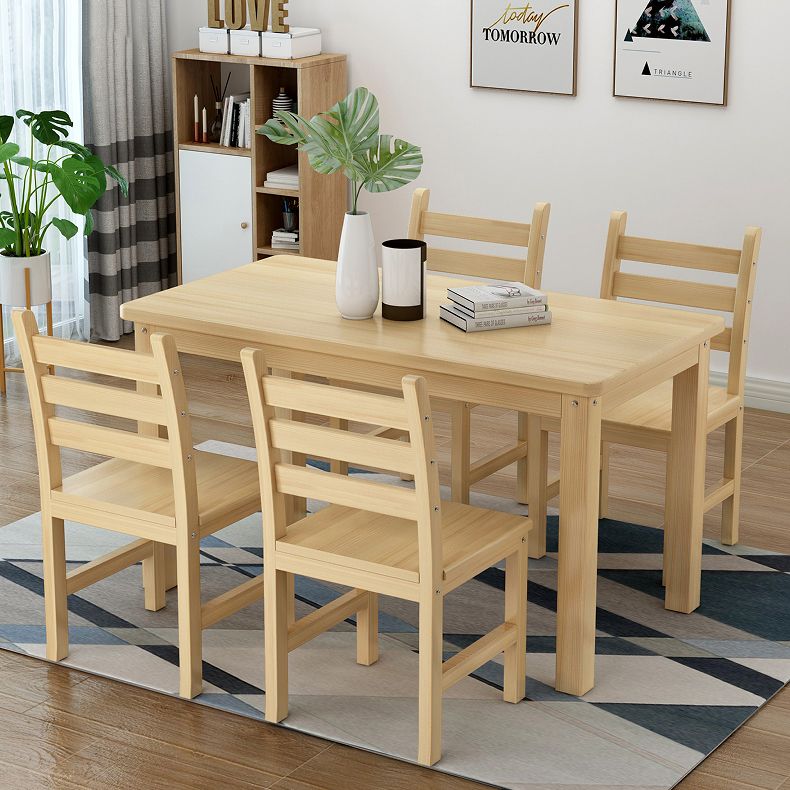 Rectangular Solid Wood Dining Table Modern White-natural Furniture with 4 Legs for Indoor Clearhalo 'Dining Tables & Seating' 'Dining Tables' 'dining_table' 'furn' 'furn_dining_table' 'Furniture' 'Kitchen & Dining Furniture' 1200x1200_6e18e4ee-dbe1-4928-8e0f-ae031f588d24