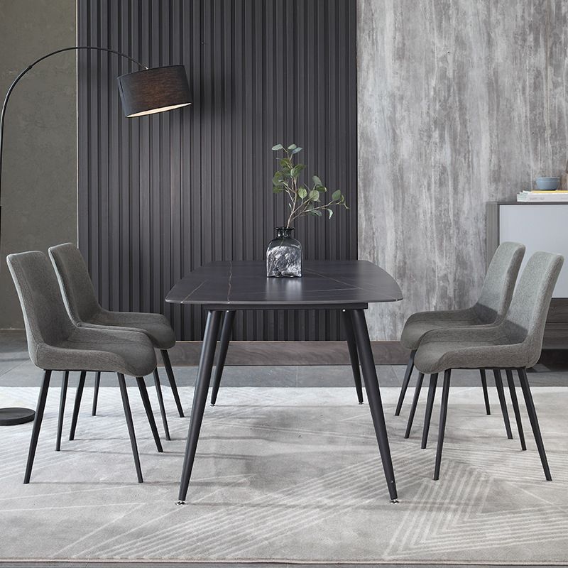 Metal Industrial Rectangle Dining Table Sintered Stone Top Table with Legs Clearhalo 'Dining Tables & Seating' 'Dining Tables' 'dining_table' 'furn' 'furn_dining_table' 'Furniture' 'Kitchen & Dining Furniture' 1200x1200_6e1933fc-b749-43ad-9d69-e3d15da2485b