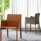 Solid Back Dining Chair Designer Style Dining Room Leather Arm Chair