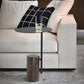 Mid-Century 17.3-inch Steel Round Top Side Table Marble Pedestal End Table
