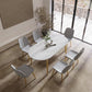 Modern Oval Dinette Table White Home Kitchen Dinner Stone Top 4-foot Resin Table Clearhalo 'Dining Tables & Seating' 'Dining Tables' 'dining_table' 'furn' 'furn_dining_table' 'Furniture' 'furniture_dining_table' 'Kitchen & Dining Furniture' 1200x1200_6e1d8e9e-74e1-43ae-bf9f-ee149b65962a