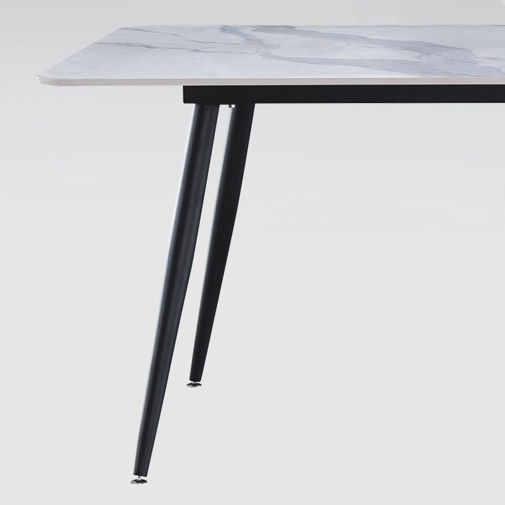 Metal Industrial Rectangle Dining Table Sintered Stone Table with 4 Black Legs Clearhalo ' dining_table' 'Dining Tables & Seating' 'Dining Tables' 'furn' 'furn_dining_table' 'Furniture' 'furniture_dining_table' 'Kitchen & Dining Furniture' 'kitchen&dining_furn' 'kitchen' 'kitchen_dining_table' 1200x1200_6e1e7d90-1e51-4281-9d34-748c5a9c4656