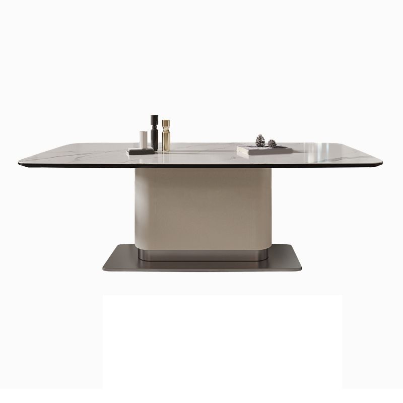 コンテンポラリーホワイトストーンダイニングセット1/4/7ピースアームチェア付きダイニングテーブルセット