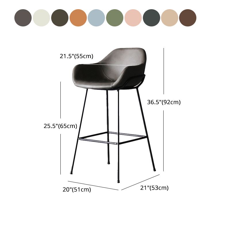 Nordic Iron Low Back Barstool Simple Indoor Tall Stool with Upholstered, 1 Piece Clearhalo 'Bar Furniture' 'Bar Stools' 'bar_stools' 'furn' 'furn_bar_stools' 'furniture_bar_stools' 'Kitchen & Dining Furniture' 'kitchen&dining_furn' 'kitchen' 'kitchen_furn' Furniture' 1200x1200_6e20ab27-ad7e-47db-a165-b0c973f84312