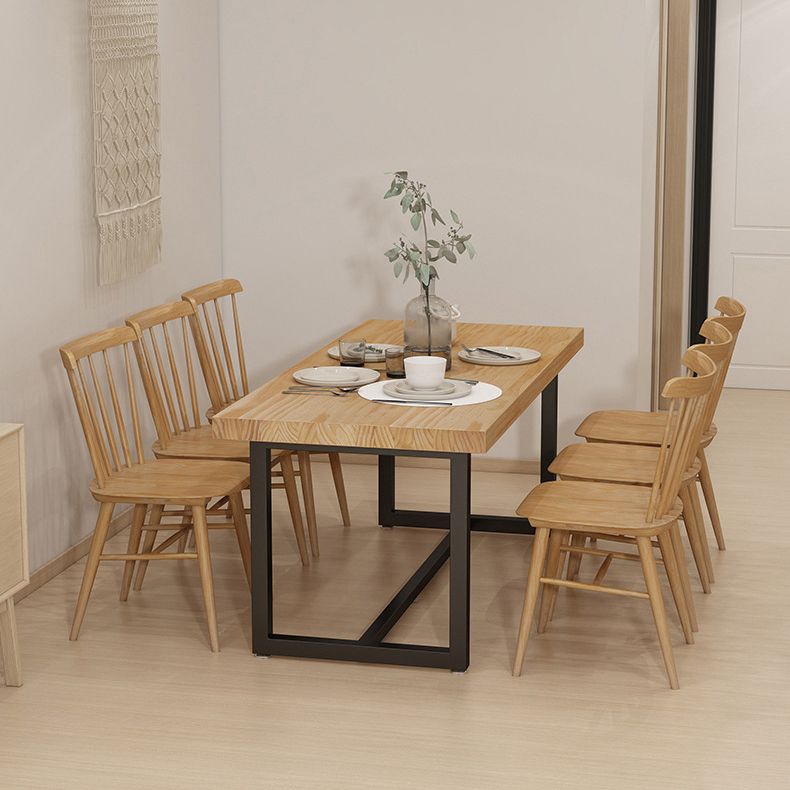 Industrial Solid Wood Dining Table Set 1/5/7 Pieces Dining Set Clearhalo 'Dining Room Sets' 'Dining Tables & Seating' 'dining_room_set' 'furn' 'furn_dining_room_set' 'Furniture' 'Kitchen & Dining Furniture' 1200x1200_6e222ad2-29b1-49a8-a8bc-f310d4e45366