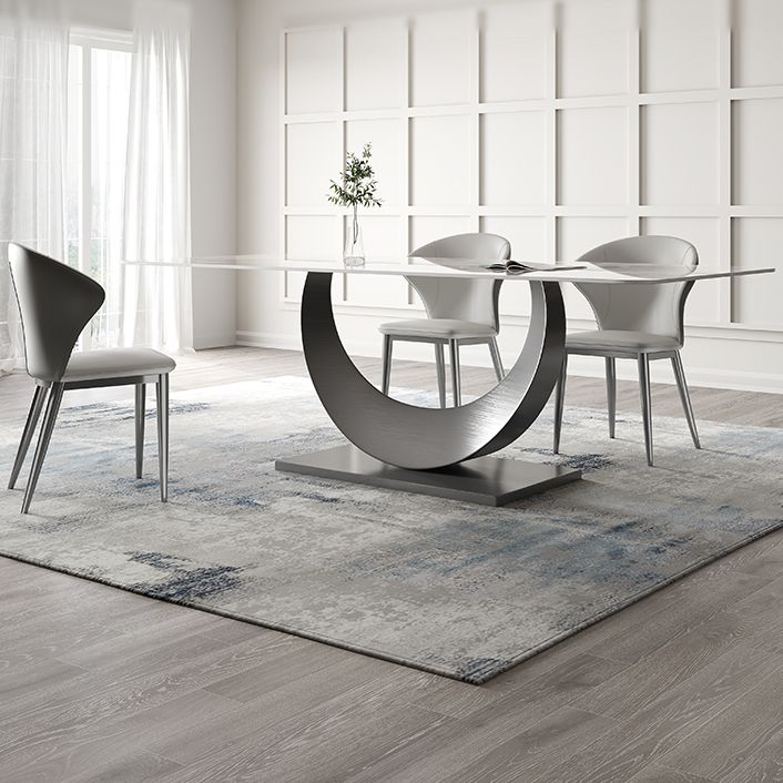 Modern Sintered Stone Dining Table Rectangular Dining Table Set with Metal Base Clearhalo 'Dining Room Sets' 'Dining Tables & Seating' 'dining_room_set' 'furn' 'furn_dining_room_set' 'Furniture' 'furniture_dining_room_set' 'Kitchen & Dining Furniture' 'kitchen&dining_furn' 'kitchen' 1200x1200_6e2388db-a941-4ba6-82f8-977c007e4f7b