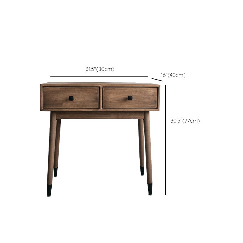 Contemporary Make-up Vanity with Drawers in Brown Solid Wood