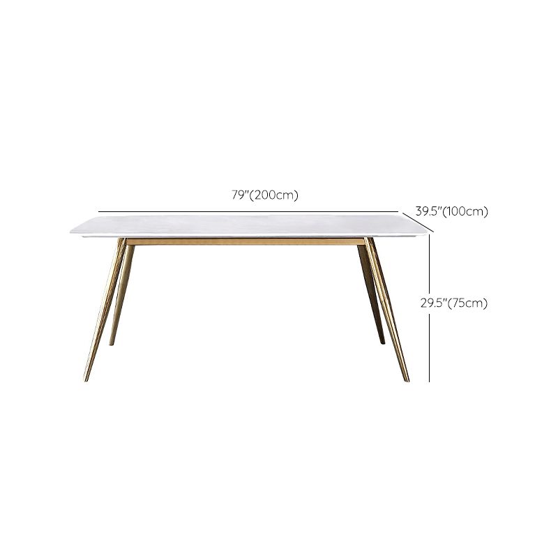 Glam Style Faux Marble Table Dining Rectangle Table with Metal Legs for Home Use Clearhalo 'Dining Tables & Seating' 'Dining Tables' 'dining_table' 'furn' 'furn_dining_table' 'Furniture' 'Kitchen & Dining Furniture' 1200x1200_6e28725d-e3d9-4c32-805d-3ca9d2e355ca