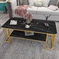 Glam Rectangle Coffee Table with Golden Frame Base and Storage Shelf