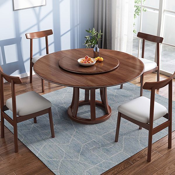Round Table Solid Wood Table with Turntable for Home and Kitchen Clearhalo 'Dining Tables & Seating' 'Dining Tables' 'dining_table' 'furn' 'furn_dining_table' 'Furniture' 'Kitchen & Dining Furniture' 1200x1200_6e2abcb8-982b-4f67-a0c7-f5737b703601