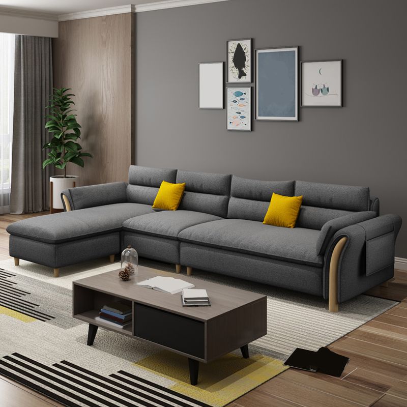 35.43" Tall Modern Linen Sectional Flared Arm Sectional for Living Room Clearhalo 'furn' 'furn_sectionals' 'Furniture' 'Living Room Furniture' 'Sectionals' 1200x1200_6e2be531-3ebd-4fb1-a113-5f7dde2c67fc
