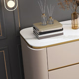 Armadietto di sideboard in pietra e legno con cassetti a buffet glam
