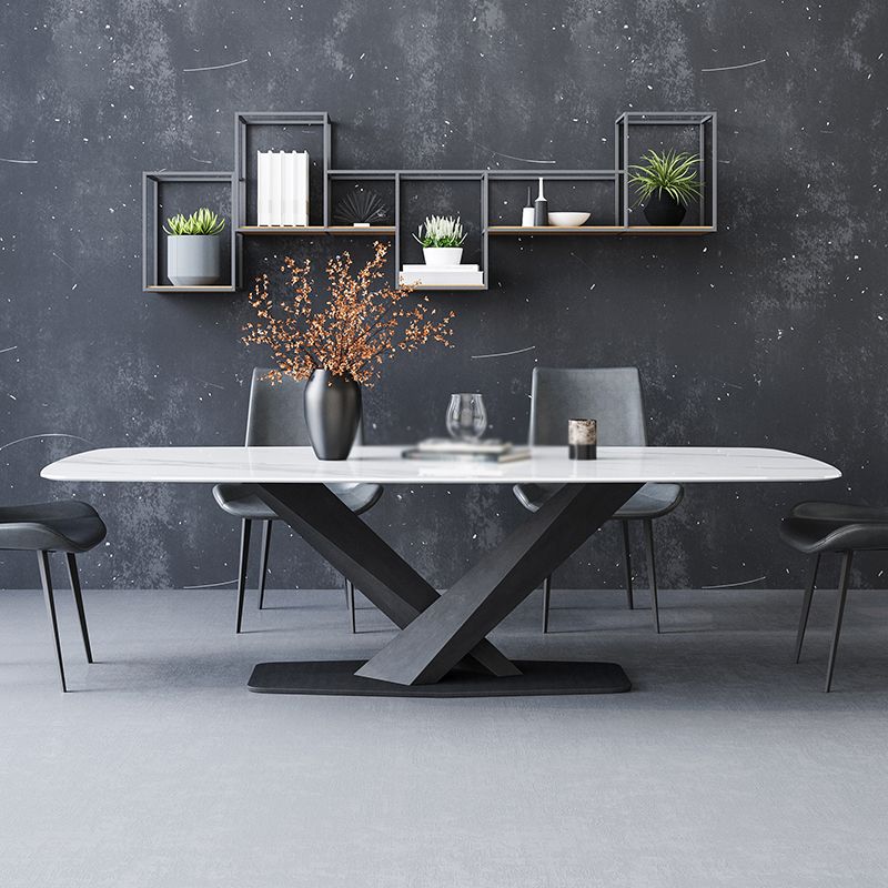 Designer Style 1/5/7 Pieces Dining Set Sintered Stone Dining Table with Leather Chairs Clearhalo 'Dining Room Sets' 'Dining Tables & Seating' 'dining_room_set' 'furn' 'furn_dining_room_set' 'Furniture' 'furniture_dining_room_set' 'Kitchen & Dining Furniture' 'kitchen&dining_furn' 'kitchen' 1200x1200_6e2e73b6-df1f-486a-9755-2ac3782848bf