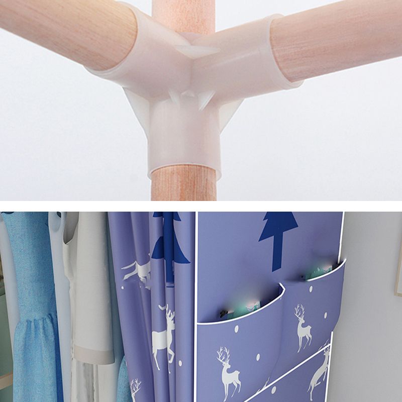 Contemporary Style Wardrobe Armoire Solid Wood Bedroom Wardrobe Closet with Shelves