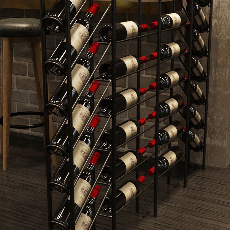 Iron Floor Wine Bottle & Glass Rack Black Industrial Wine Rack with Stemware Holder Clearhalo 'furn' 'furn_wine_racks' 'Furniture' 'Kitchen & Dining Furniture' 'Wine Racks' 'wine_racks' 1200x1200_6e34ca7c-5c51-48c6-bc79-7a2cb7a7d37b