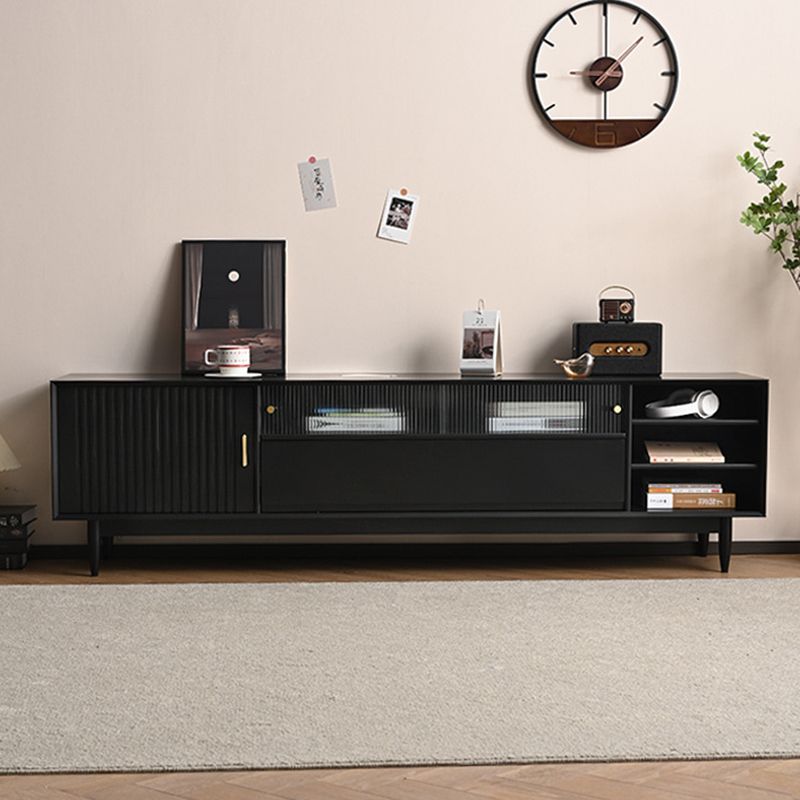 Consola de televisión de madera Consola de medios industriales Soporte de televisión con piernas