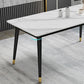 Rectangle Dining Table White and Gray Stone Modern Dining Table