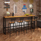 Contemporary Rectangle Bar Set 1/5 Pieces Solid Wood Pub Dining Set for Dining Room