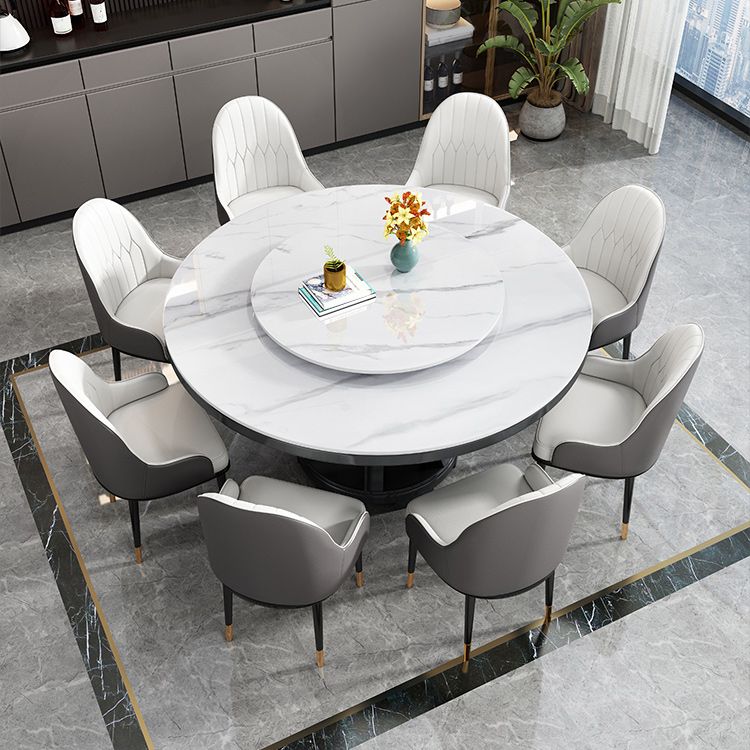 Round Stone Turntable Table Minimalist Furniture with Pedestal Base Clearhalo 'Dining Tables & Seating' 'Dining Tables' 'dining_table' 'furn' 'furn_dining_table' 'Furniture' 'Kitchen & Dining Furniture' 1200x1200_6e372fda-f537-4b6e-aa9d-6e88048b3f28
