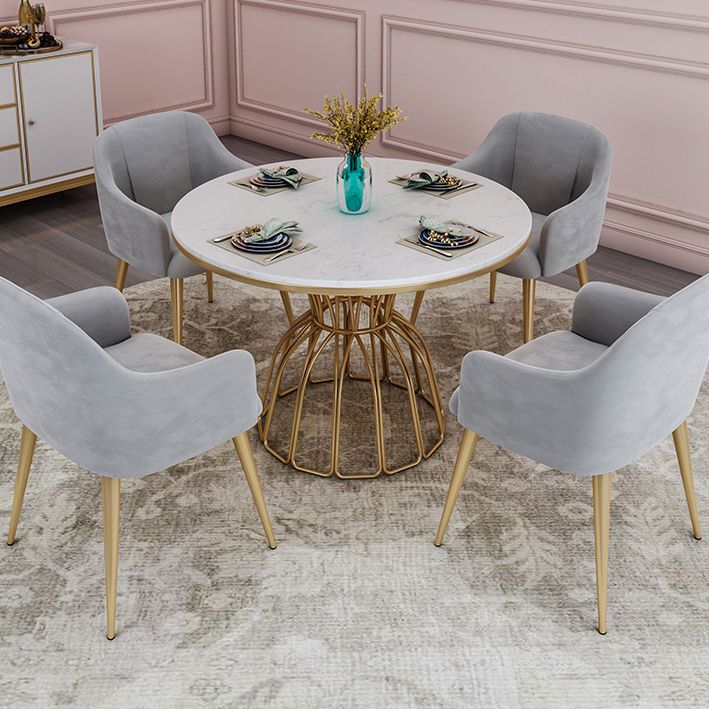 Juego de comedor nórdico de 1/5 piezas, mesa de comedor redonda de piedra para comedor
