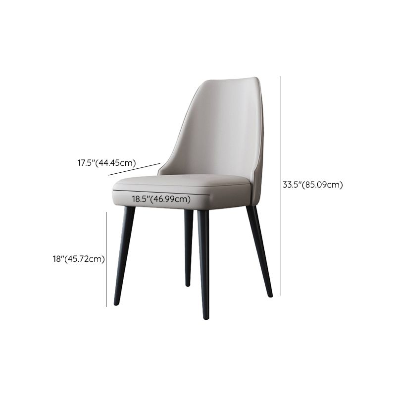 Nordic Metal Side Chair Parsons Armless Chair with Black Legs