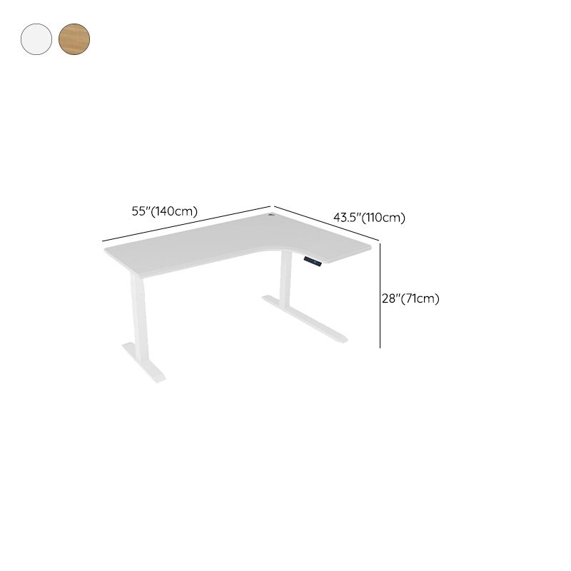 L Shaped Office Laptop Table Wood Writing Desk in Brown/White