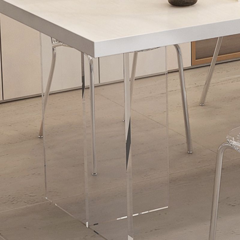 Table à manger de base en acrylique rectangle Table de piédestal en pierre moderne