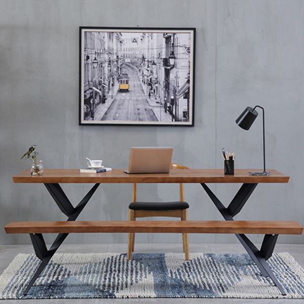 Industrial Rectangle Dining Table Wooden Table with Metal Legs for Home Use Clearhalo 'Dining Tables & Seating' 'Dining Tables' 'dining_table' 'furn' 'furn_dining_table' 'Furniture' 'Kitchen & Dining Furniture' 1200x1200_6e3a7ebd-858f-4461-a12c-30a5ec8571a6