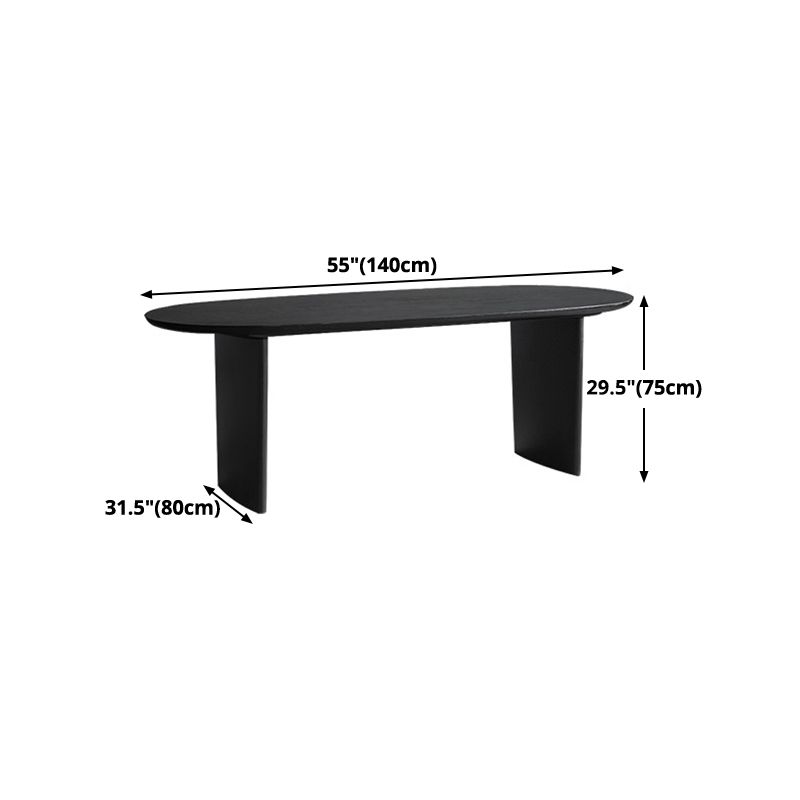 Oval Double Pedestal Modern Dining Table Black Fixed Table with Solid Wood Clearhalo ' dining_table' 'Dining Tables & Seating' 'Dining Tables' 'furn' 'furn_dining_table' 'Furniture' 'furniture_dining_table' 'Kitchen & Dining Furniture' 'kitchen&dining_furn' 'kitchen' 'kitchen_dining_table' 1200x1200_6e3b848d-3495-4878-9703-978f06000f74