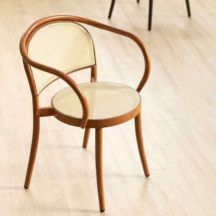 Modern Style Chairs Dining Stackable Arm Chair with Wooden Legs for Kitchen