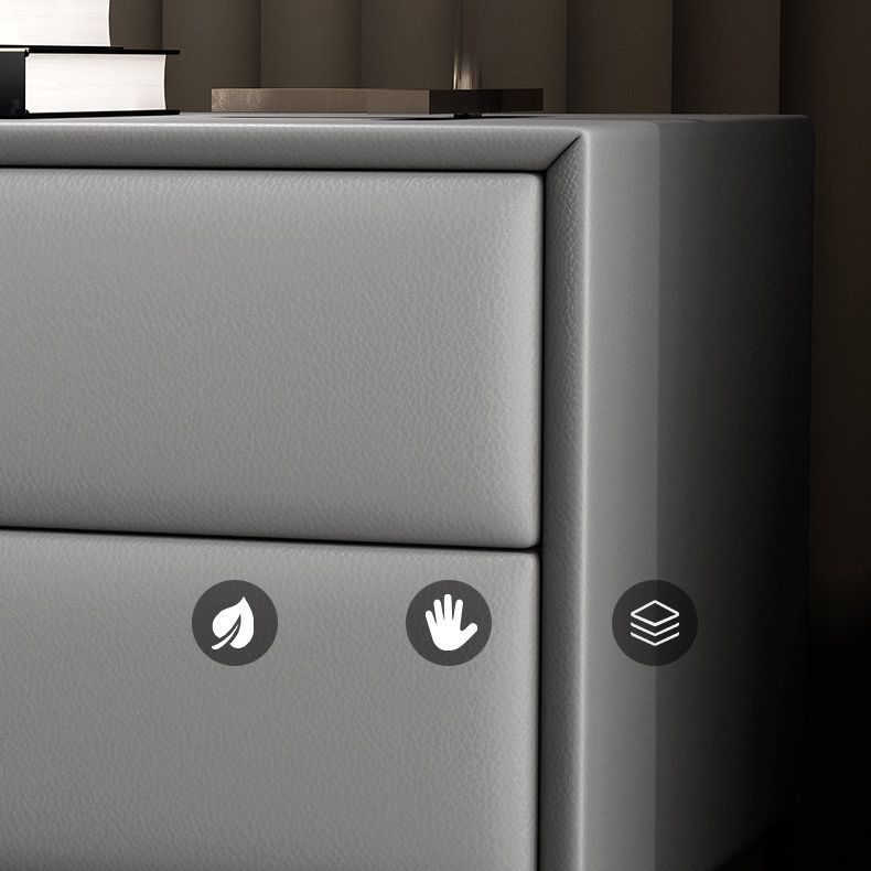 Cama de cuero de falsa mesita de noche de acento de 2 cavadores Noche para dormitorio